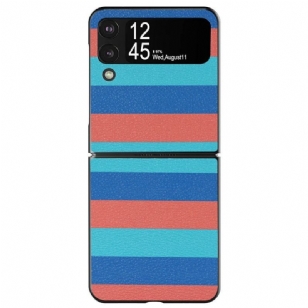 Coque Samsung Galaxy Z Flip 4 Simili Cuir Lignes