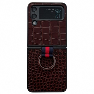 Coque Samsung Galaxy Z Flip 4 Style Crocodile et Anneau