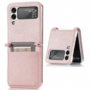 Coque Samsung Galaxy Z Flip 4 Style Cuir Litchi Porte-Carte