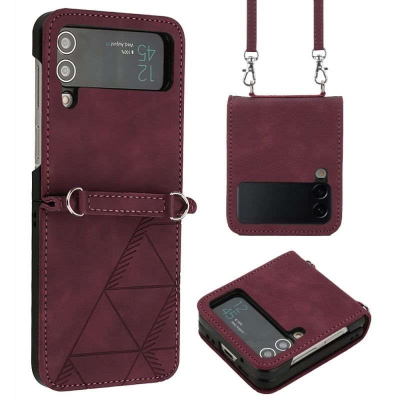 Coque Samsung Galaxy Z Flip 4 Triangles avec Bandoulière