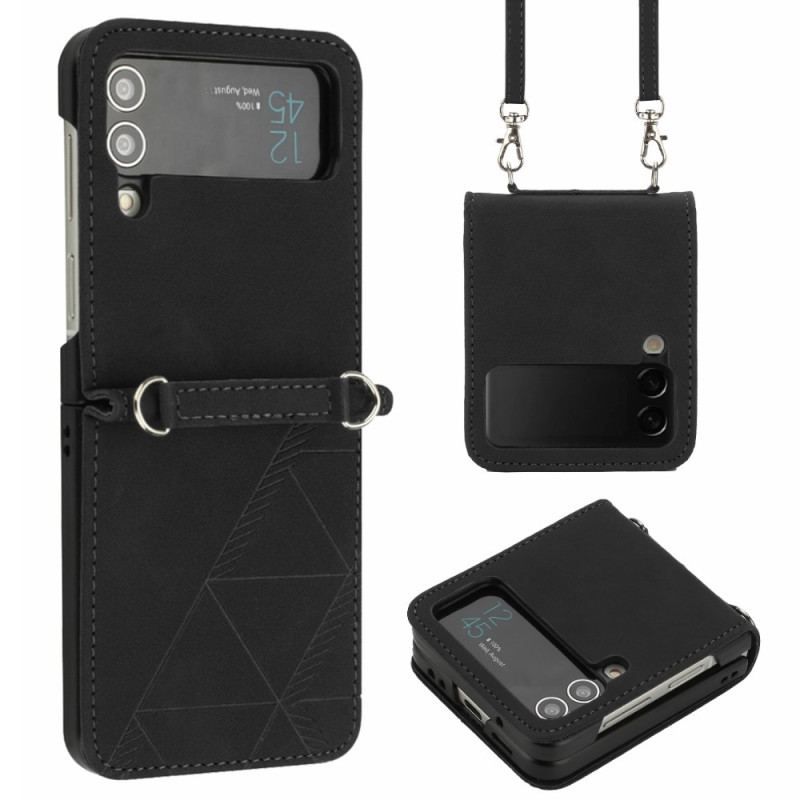 Coque Samsung Galaxy Z Flip 4 Triangles avec Bandoulière