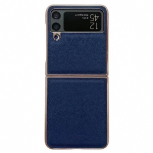 Coque Samsung Galaxy Z Flip 4 Vrai Cuir Rebords Dorés