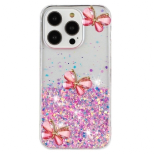 Coque iPhone 16 Pro Max Effet lumineux Papillons 3D