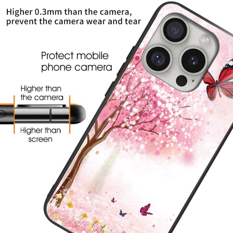 Coque iPhone 16 Pro Max Verre Trempé Cerisiers en Fleurs