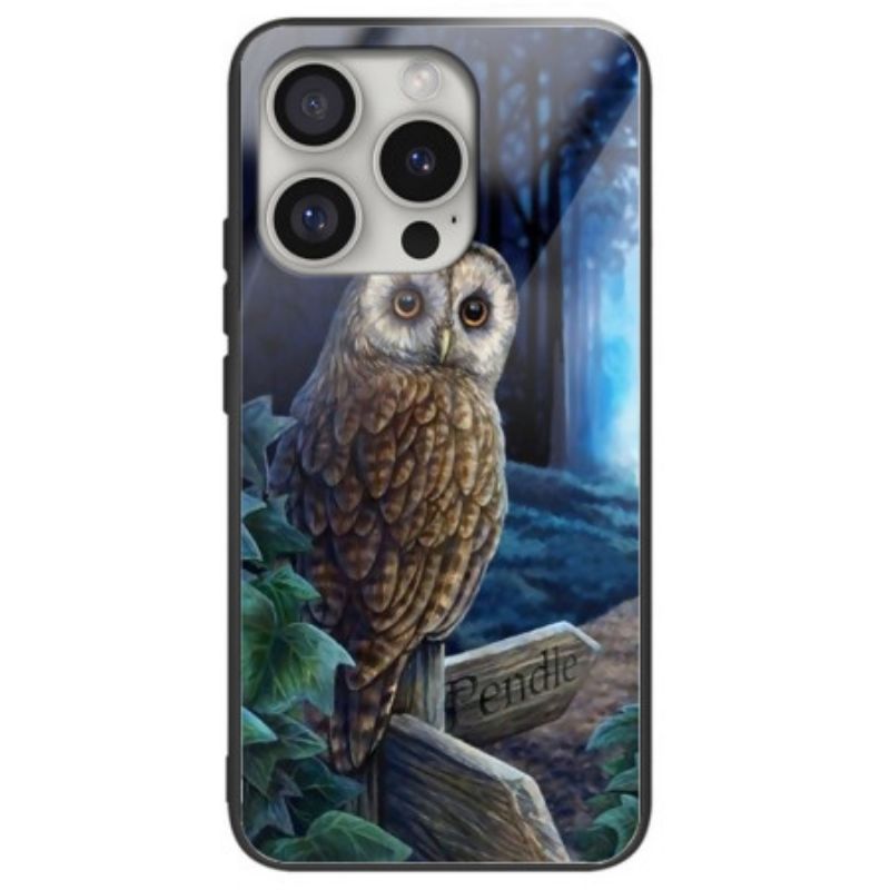 Coque iPhone 16 Pro Max Verre Trempé Chouette en Forêt