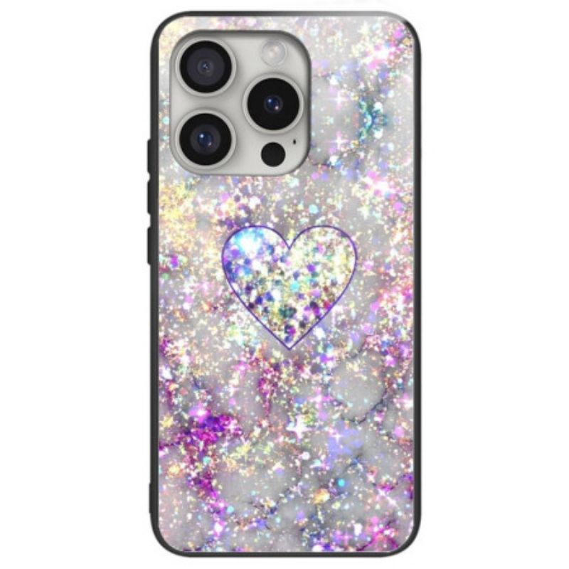 Coque iPhone 16 Pro Max Verre Trempé Coeur Brillant