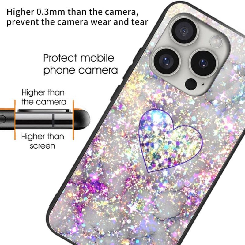 Coque iPhone 16 Pro Max Verre Trempé Coeur Brillant