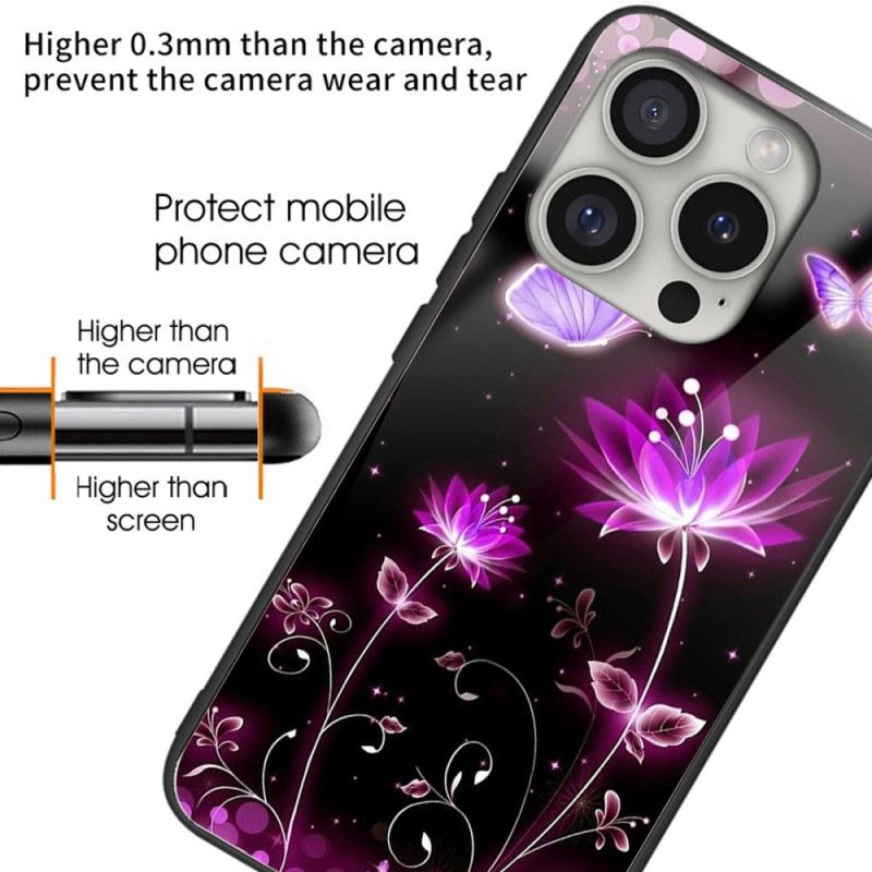 Coque iPhone 16 Pro Max Verre Trempé Lotus Fluorescent