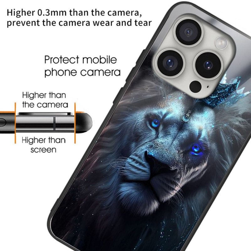 Coque Phone 16 Pro Max Verre Trempé Lion Bleu