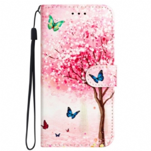 Housse iPhone 16 Pro Max Cerisier en Fleurs à Lanière