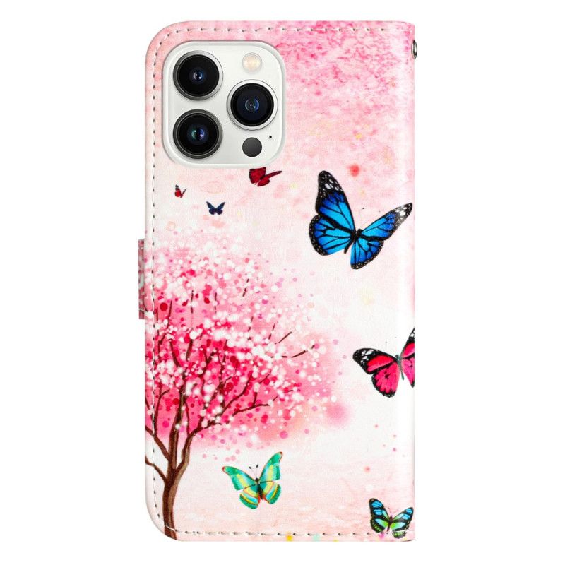 Housse iPhone 16 Pro Max Cerisier en Fleurs à Lanière