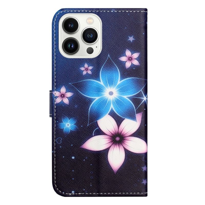 Housse iPhone 16 Pro Max Fleurs Lunaires à Lanière