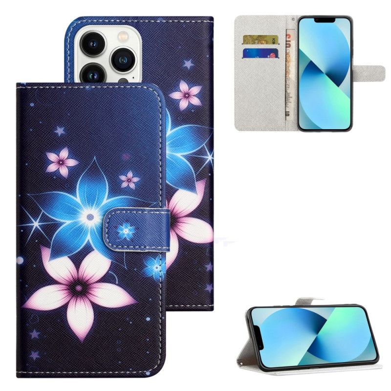 Housse iPhone 16 Pro Max Fleurs Lunaires à Lanière