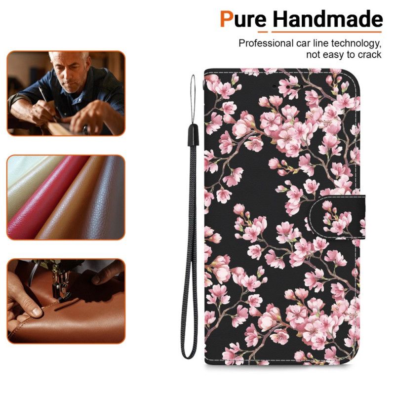 Housse iPhone 16 Pro Max Fleurs de Prunier à Lanière