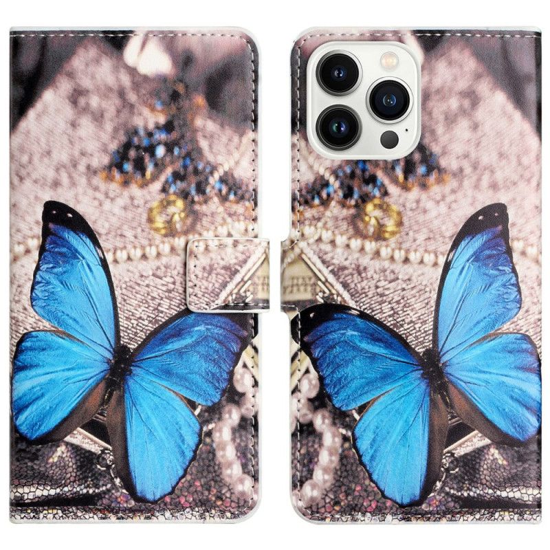 Housse iPhone 16 Pro Max Papillon Bleu