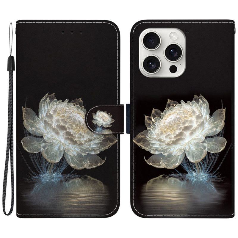 Housse iPhone 16 Pro Max Pivoine Cristal à Lanière