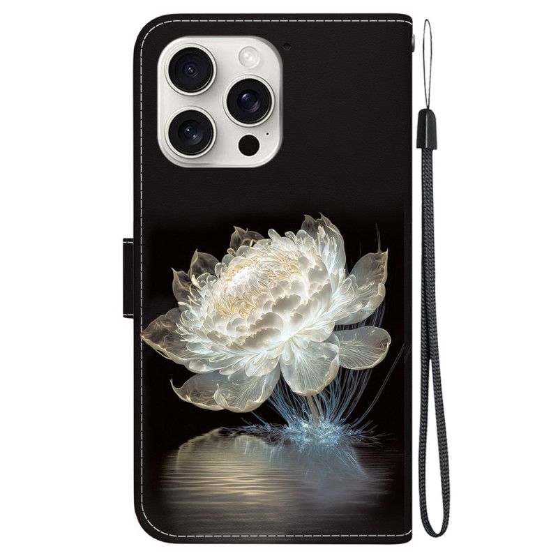 Housse iPhone 16 Pro Max Pivoine Cristal à Lanière