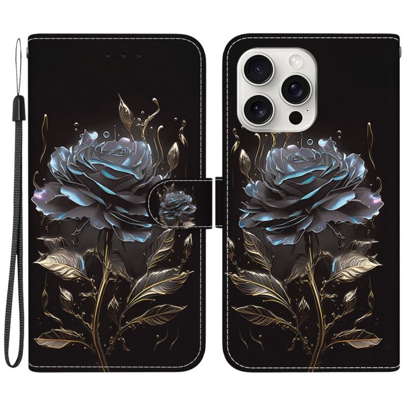 Housse iPhone 16 Pro Max Rose Noire à Lanière