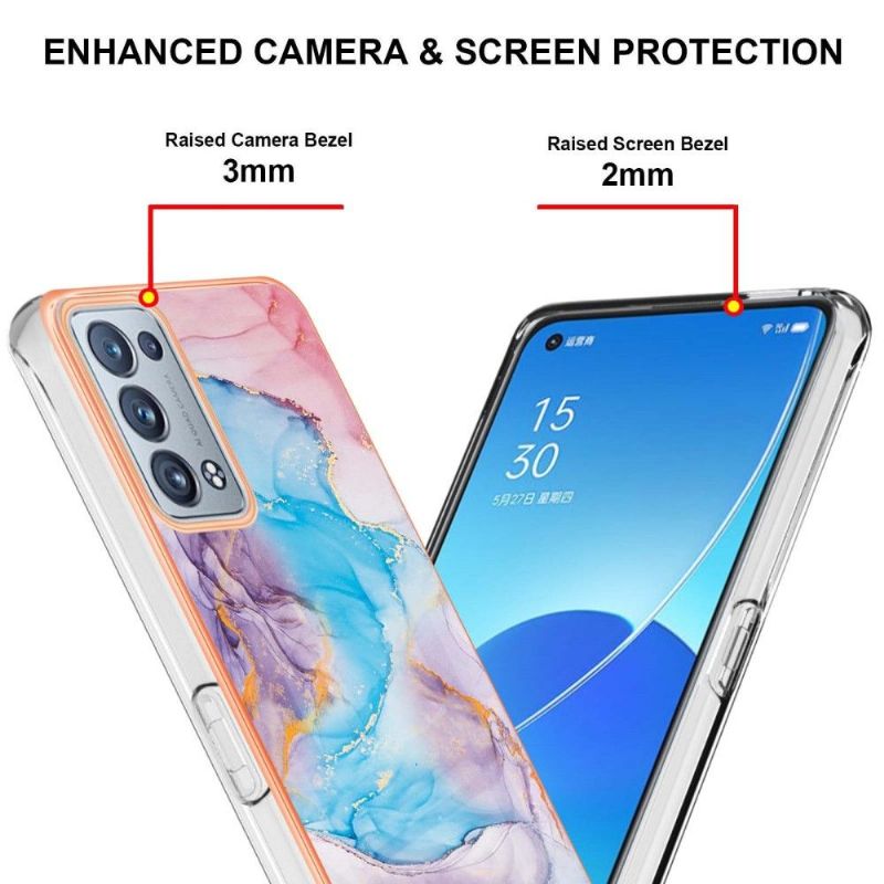 Coque Oppo Reno 6 Pro 5G marbre coloré bleu