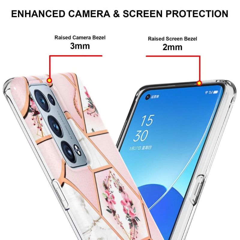 Coque Oppo Reno 6 Pro 5G marbre et couronne de fleurs