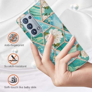 Coque Oppo Reno 6 Pro 5G marbre et fleurs blanches