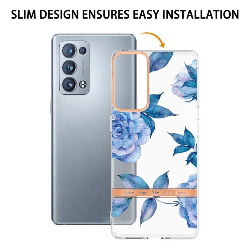 Coque Oppo Reno 6 Pro 5G Pivoine bleu