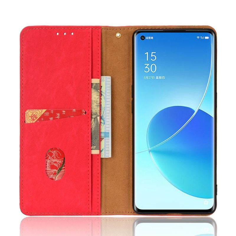 Oppo Reno 6 Pro 5G - Housse flip cover simili cuir rétro