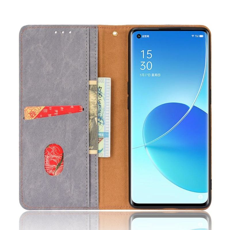 Oppo Reno 6 Pro 5G - Housse flip cover simili cuir rétro