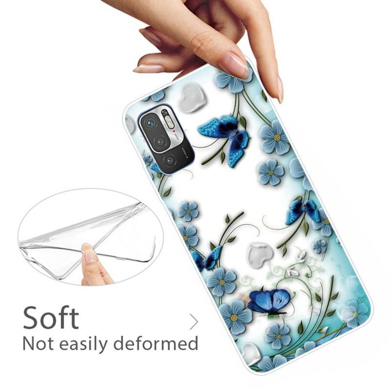 Coque Xiaomi Redmi Note 10 5G / Poco M3 Pro 5G Papillons et Fleurs Rétros