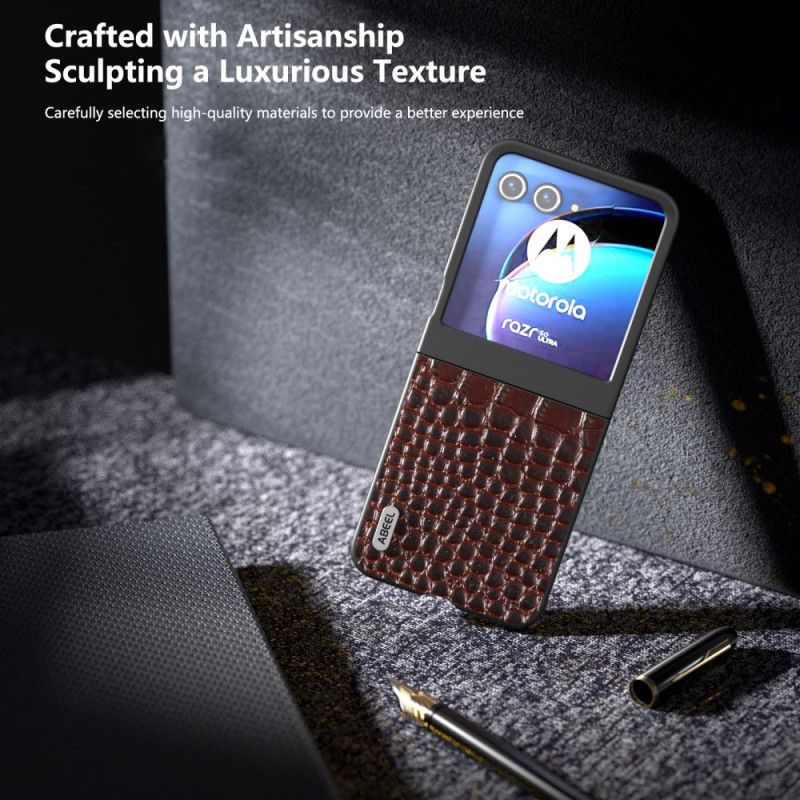 Coque Motorola Razr 50 5G Cuir Style Crocodile ABEEL