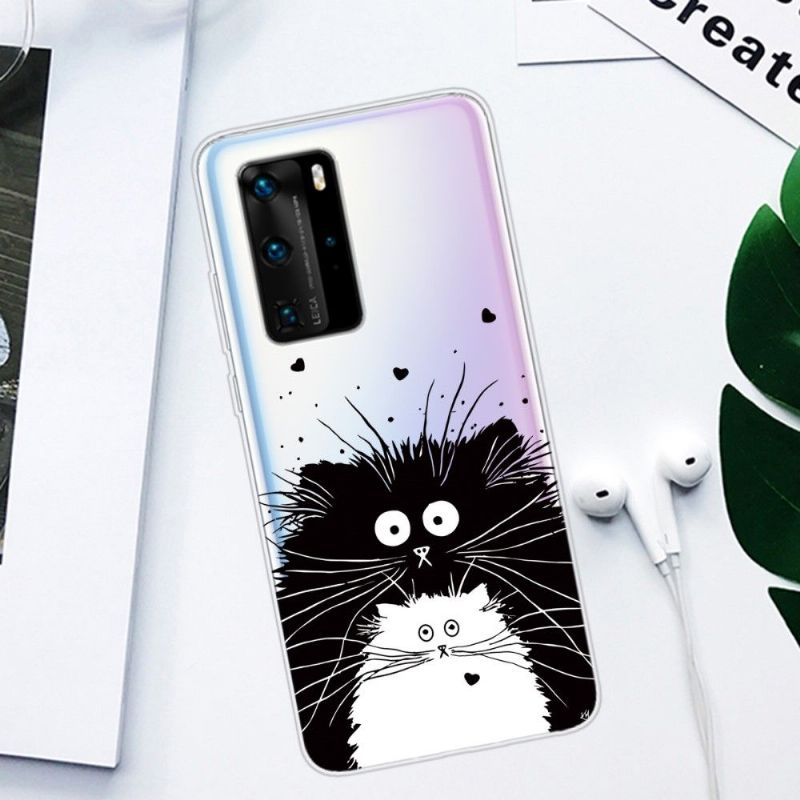 Coque Huawei P40 Pro chats noir et blanc