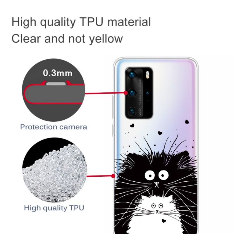 Coque Huawei P40 Pro chats noir et blanc