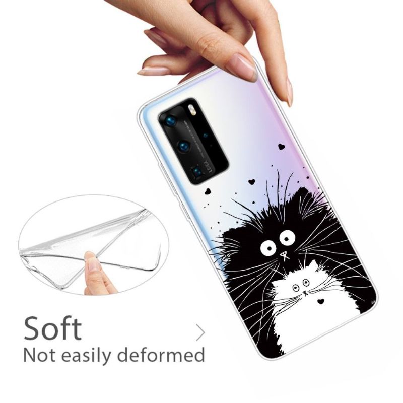 Coque Huawei P40 Pro chats noir et blanc