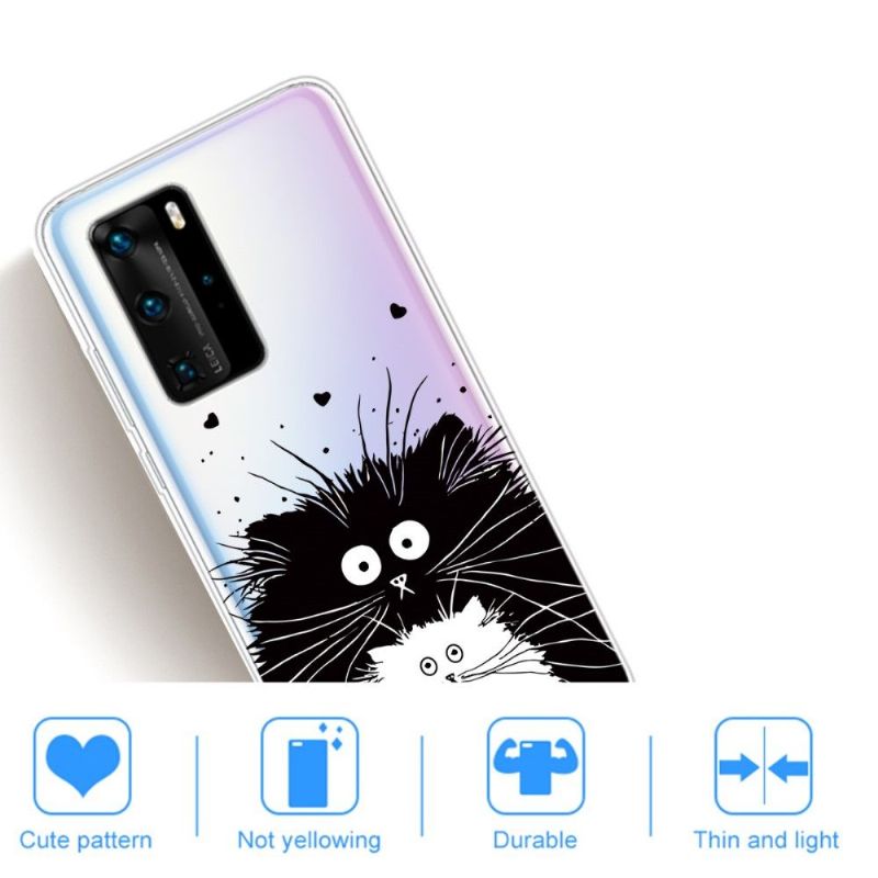 Coque Huawei P40 Pro chats noir et blanc