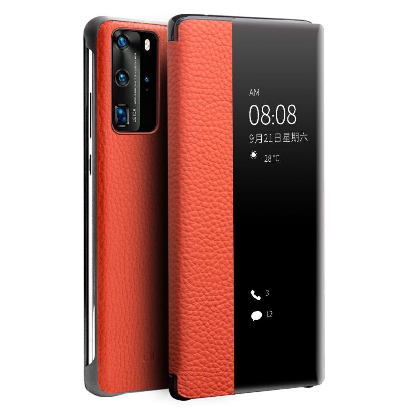 Housse Huawei P40 Pro en cuir avec rabat fenêtre