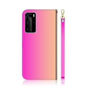 Housse Huawei P40 Pro simili cuir effet miroir - Rose