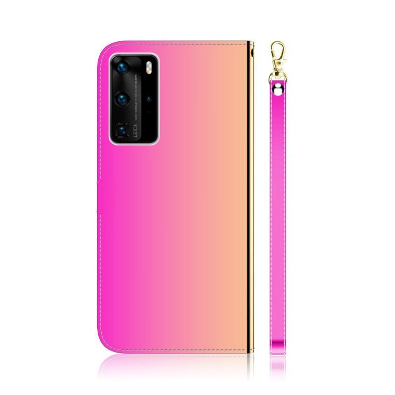 Housse Huawei P40 Pro simili cuir effet miroir - Rose