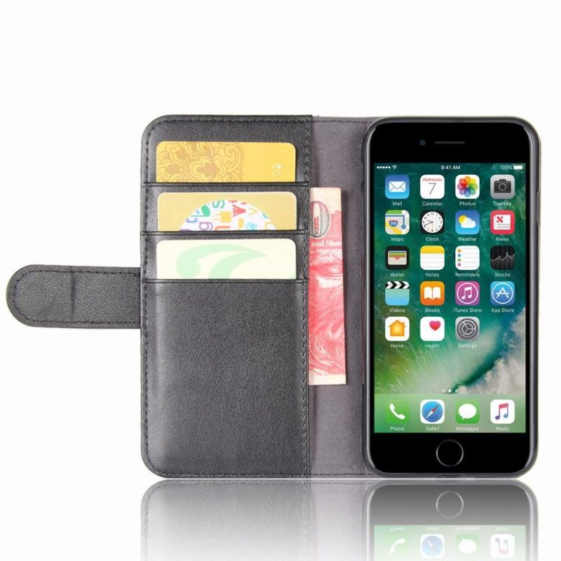 Housse portefeuille iPhone SE / 8 / 7 cuir premium