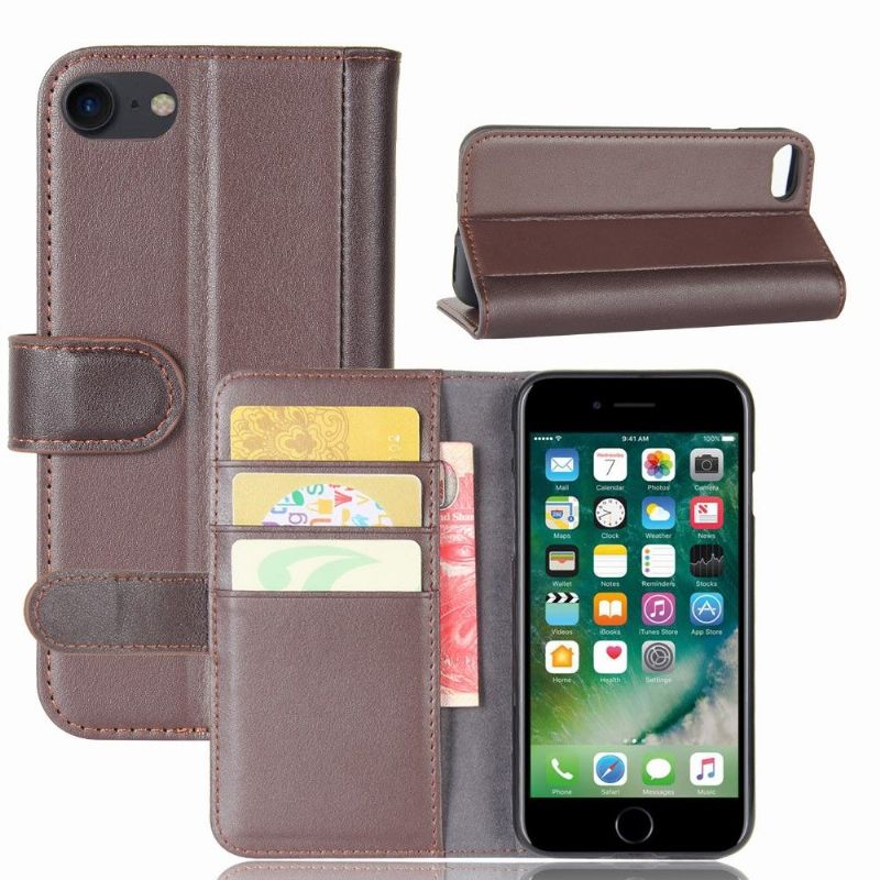 Housse portefeuille iPhone SE / 8 / 7 cuir premium