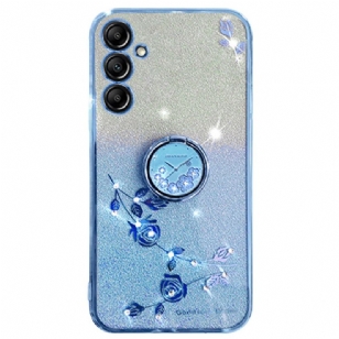 Coque Samsung Galaxy A16 4G / 5G Anneau-Support Fleurs et Strass KADEM