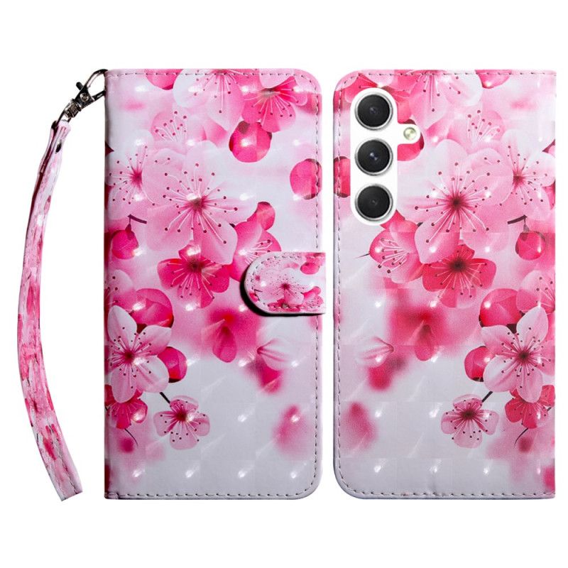 Housse Galaxy A16 4G / 5G Motif Floral Rouge à Lanière