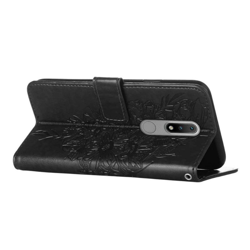 Nokia 2.4 - Housse Papillon Fleur Porte-Cartes