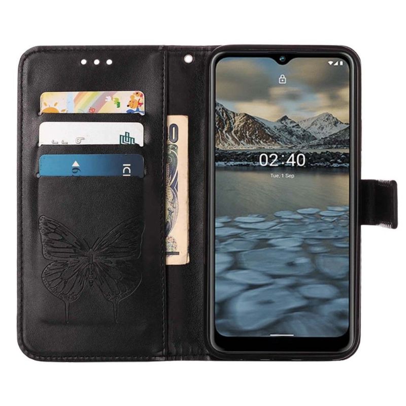 Nokia 2.4 - Housse Papillon Fleur Porte-Cartes