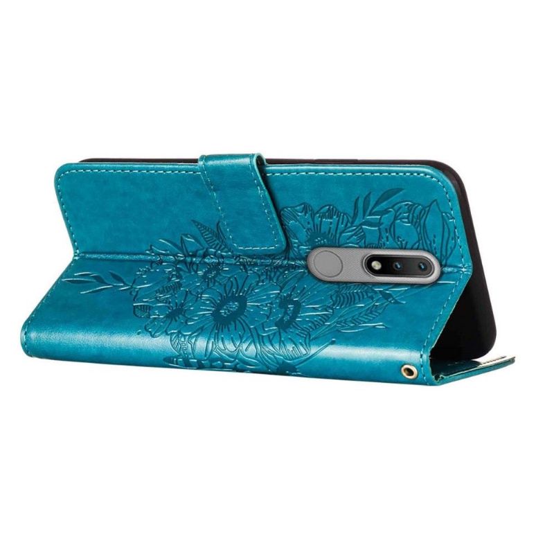 Nokia 2.4 - Housse Papillon Fleur Porte-Cartes