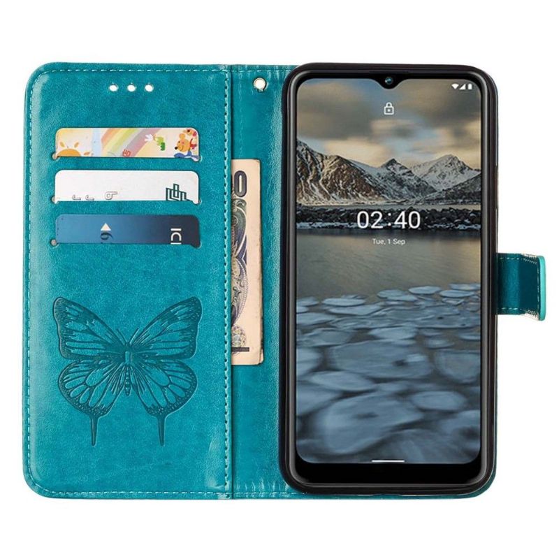 Nokia 2.4 - Housse Papillon Fleur Porte-Cartes