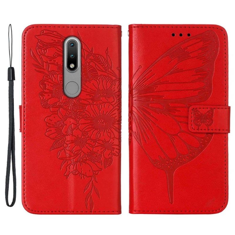 Nokia 2.4 - Housse Papillon Fleur Porte-Cartes