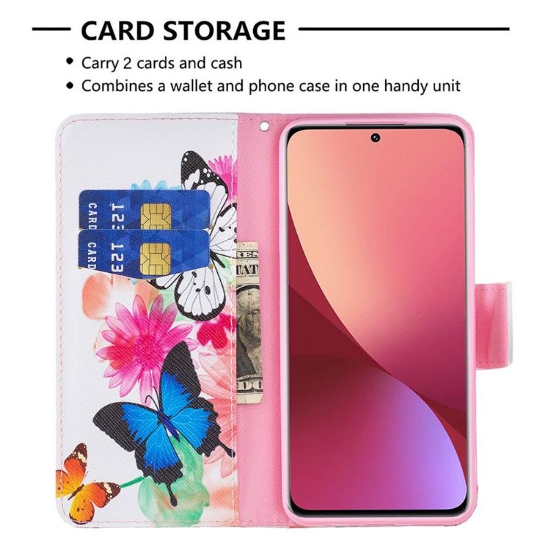 Housse Xiaomi 12 / 12X papillons et fleurs colorées