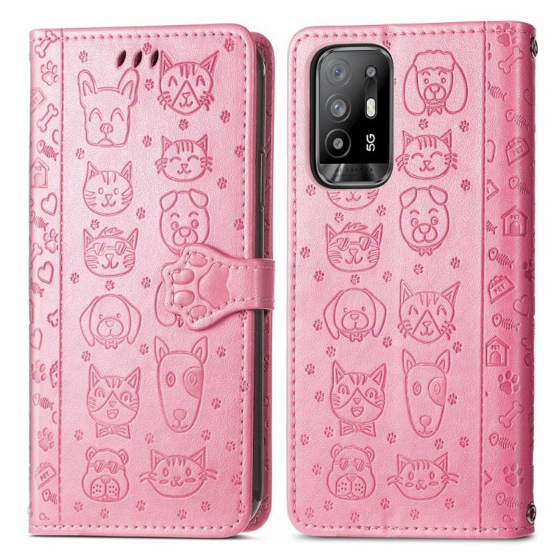 Housse Oppo A94 5G effet cuir animaux en relief