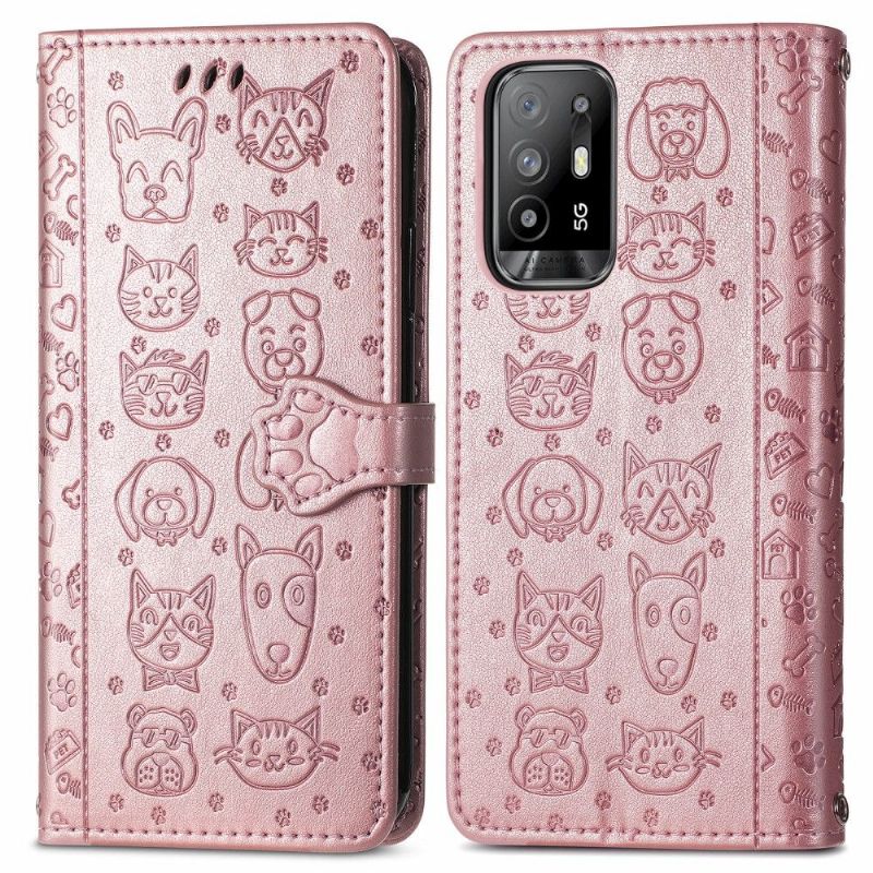 Housse Oppo A94 5G effet cuir animaux en relief