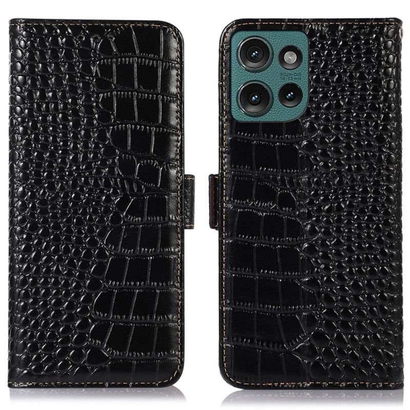 Housse Motorola Edge 50 Neo Cuir Texture Crocodile